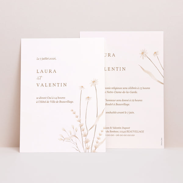 Faire-part Mariage Portrait Fleurs sauvages photo