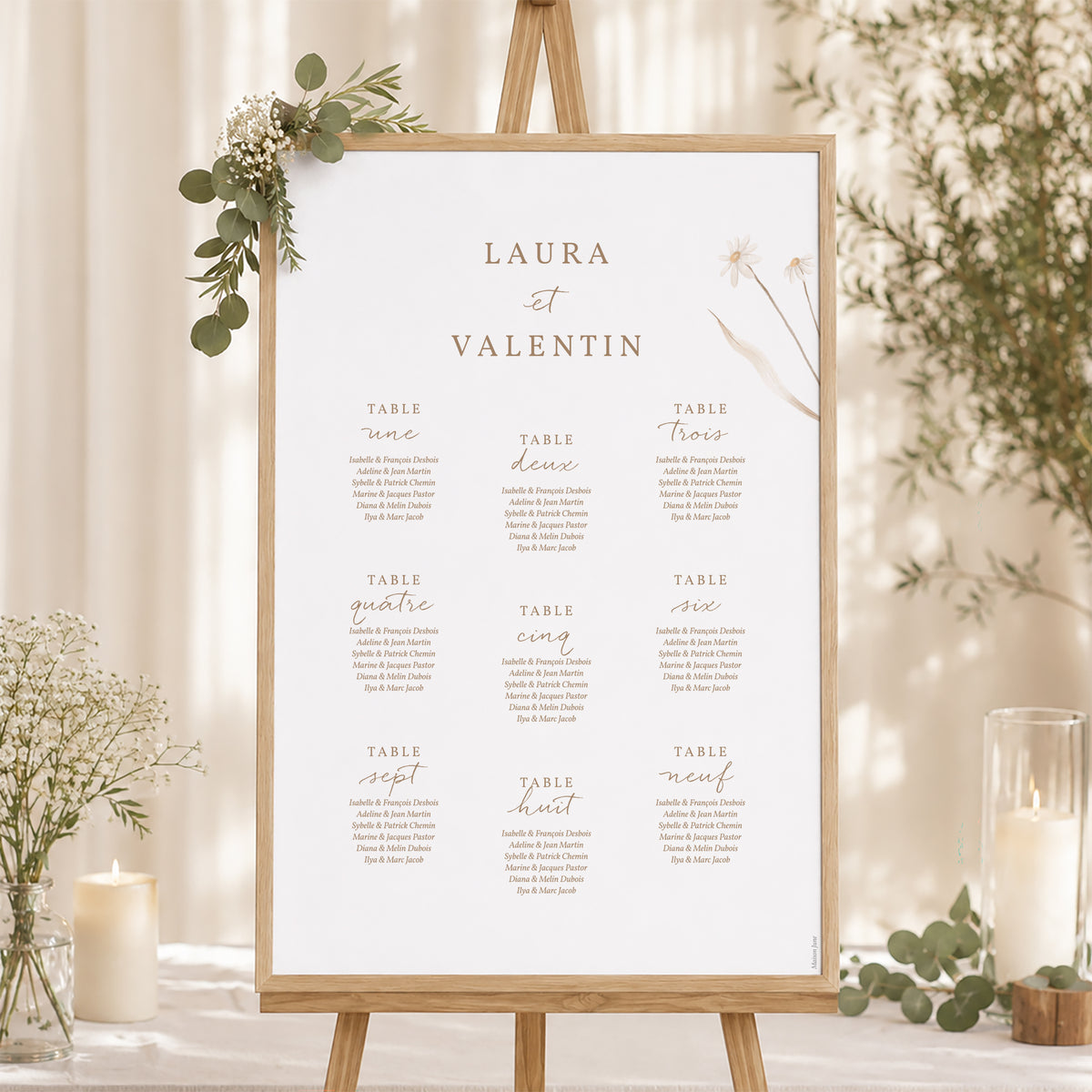 Plan de table Mariage Portrait Fleurs sauvages photo N° 1