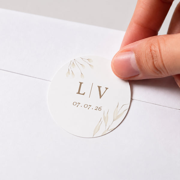 Sticker Mariage Rond Fleurs sauvages photo