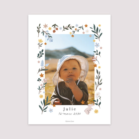 Affiche Naissance Portrait 30 x 40 cm Féerie de la nature