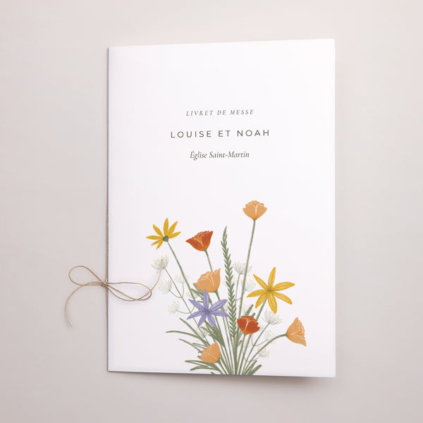 Livret de messe Mariage Double volet Bouquet champêtre photo