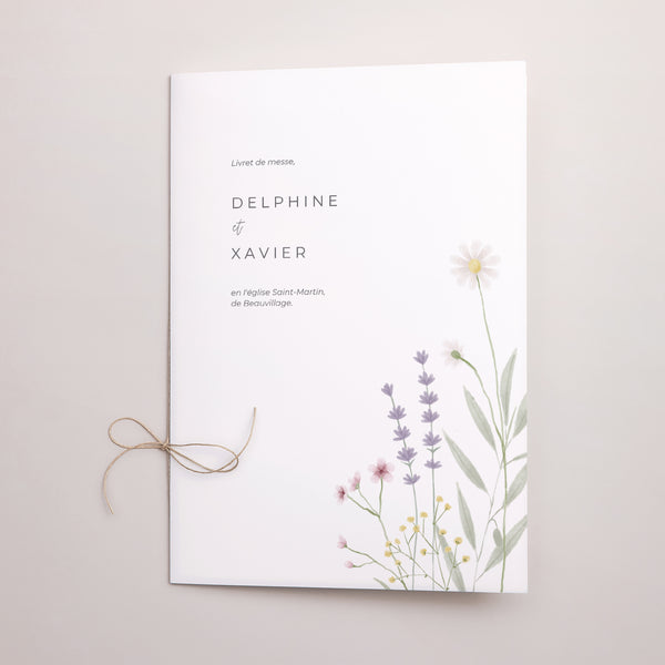Livret de messe Mariage Double volet Champêtre fleuri photo