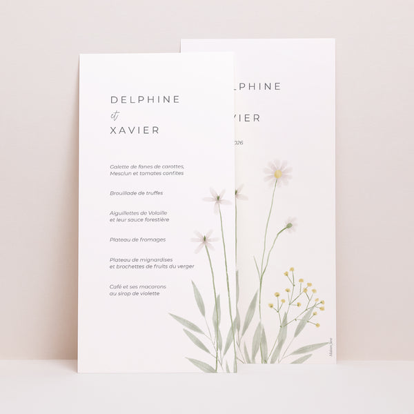 Menu Mariage Panoramique portrait Champêtre fleuri photo