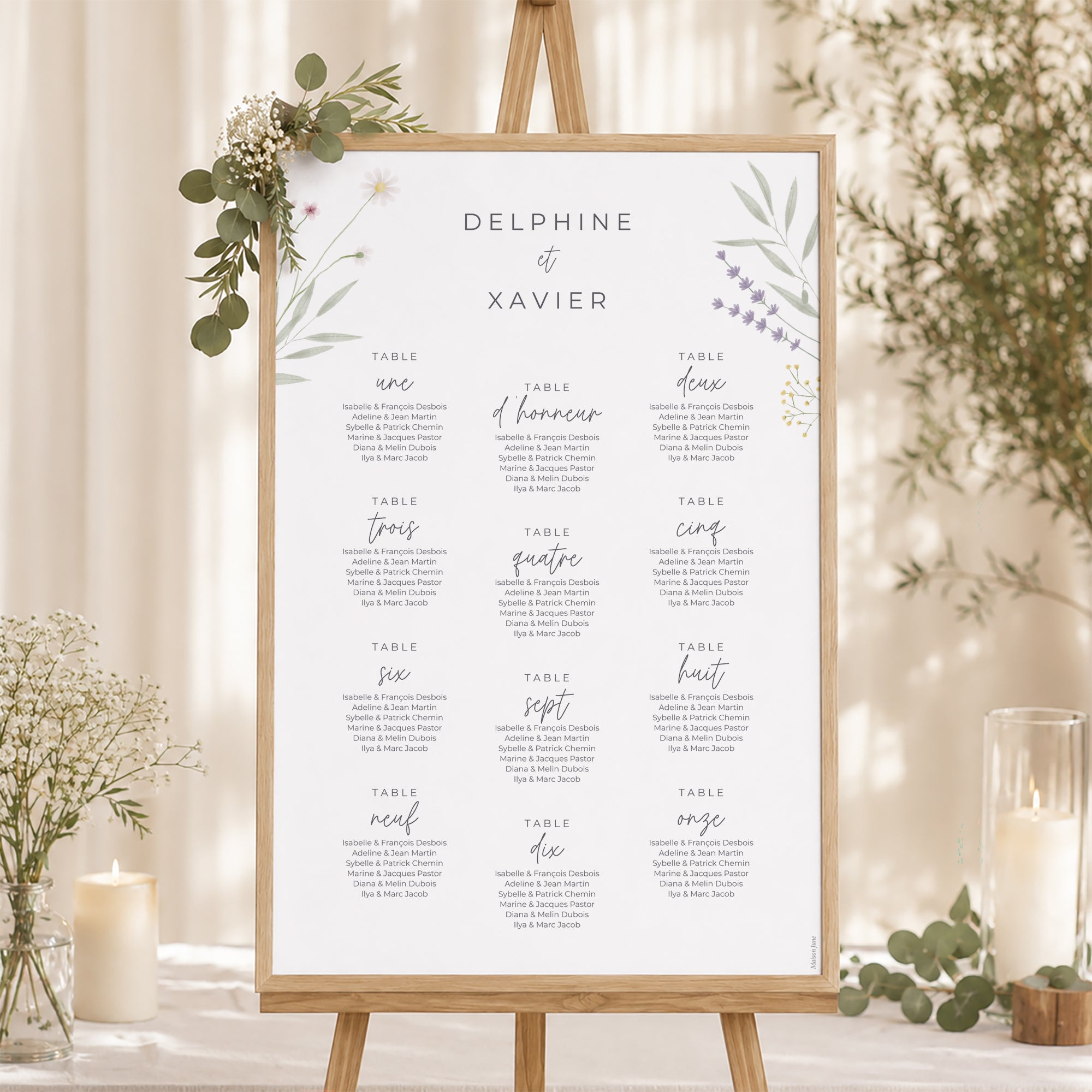 Plan de table Mariage Portrait Champêtre fleuri photo N° 1