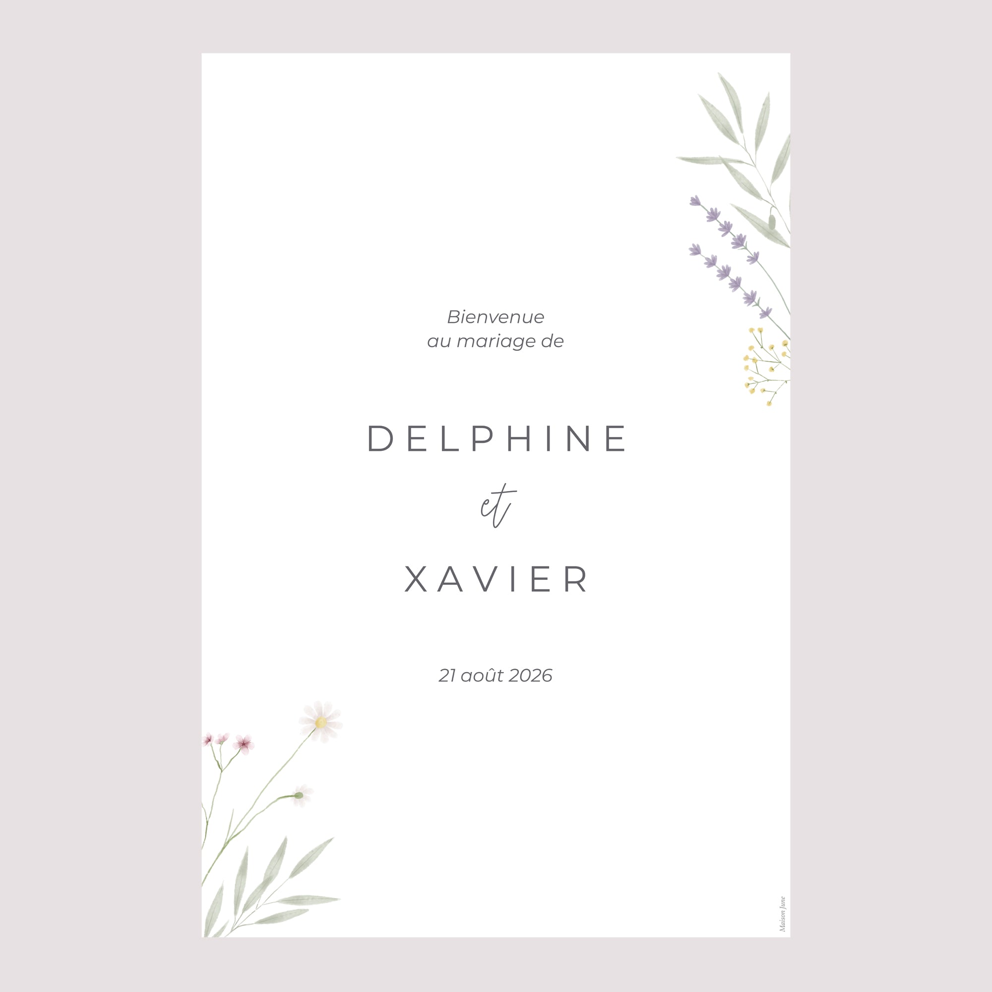 Panneau bienvenue Mariage Portrait 60 x 90 cm Champêtre fleuri photo N° 2