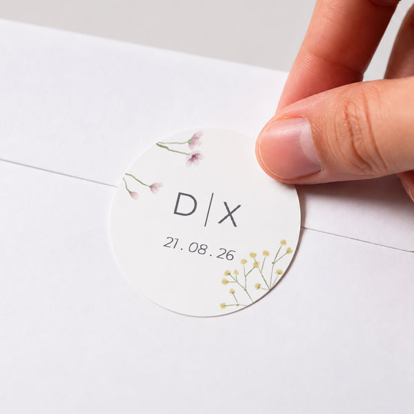 Sticker Mariage Rond Champêtre fleuri photo