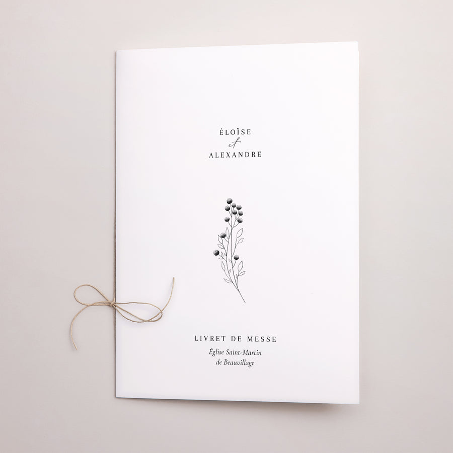 Livret de messe Mariage Double volet Petit Brin Chic photo