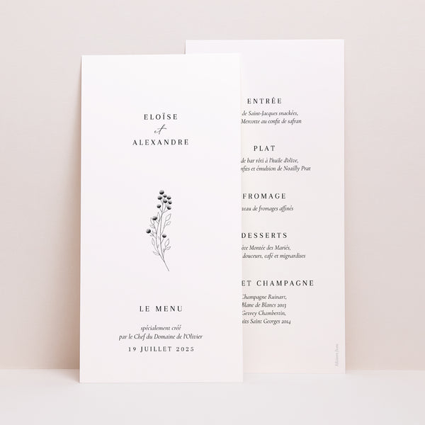 Menu Mariage Panoramique portrait Petit Brin Chic photo