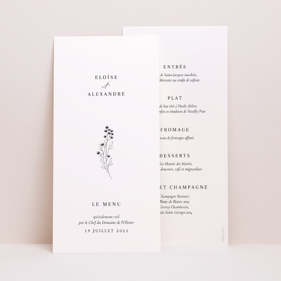 Menu Mariage Panoramique portrait Petit Brin Chic photo