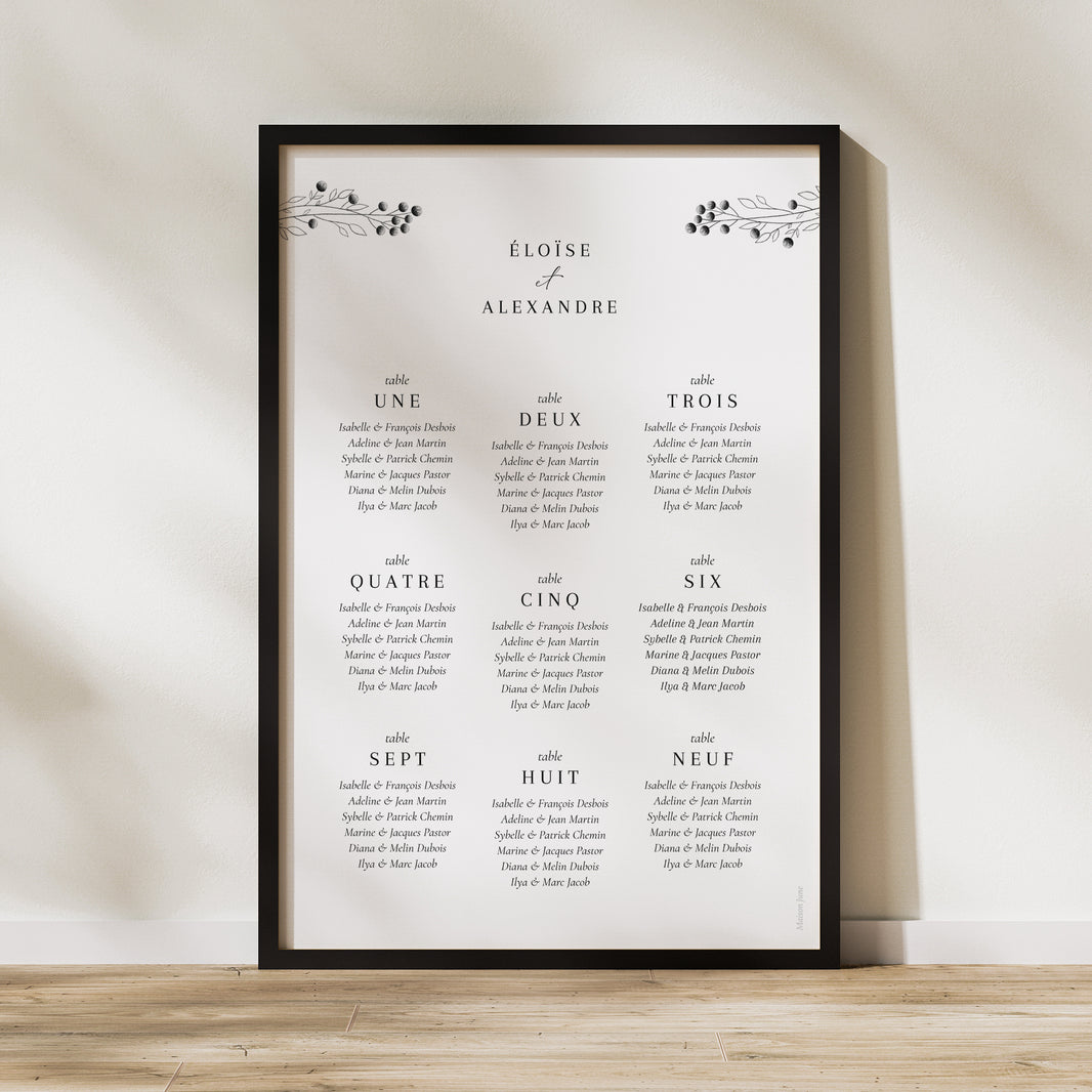 Plan de table Mariage Portrait Petit Brin Chic photo N° 1