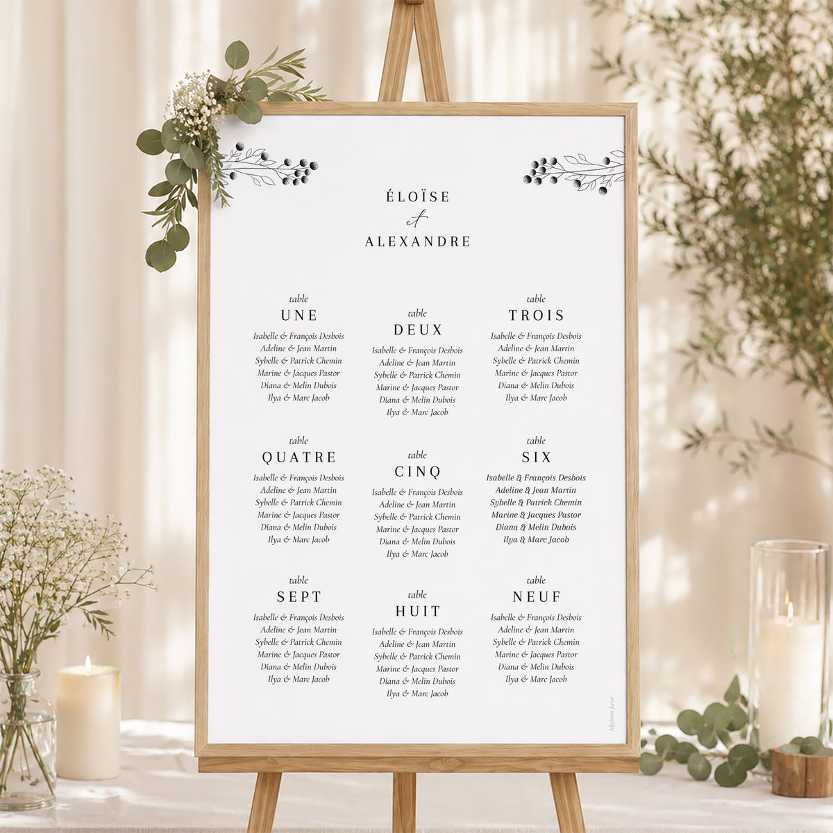 Plan de table Mariage Portrait Petit Brin Chic photo