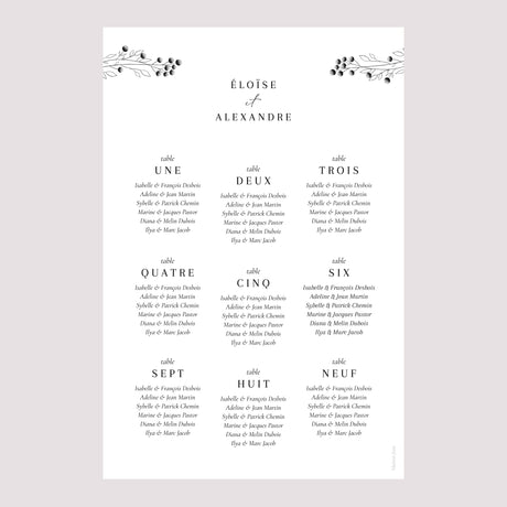 Plan de table Mariage Portrait 60 x 90 cm Petit Brin Chic