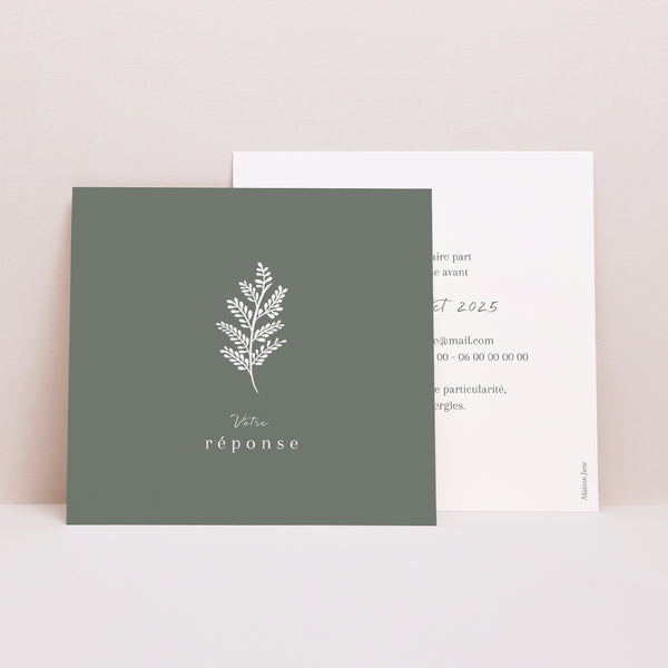Carton réponse Mariage Carré Cadre floral photo