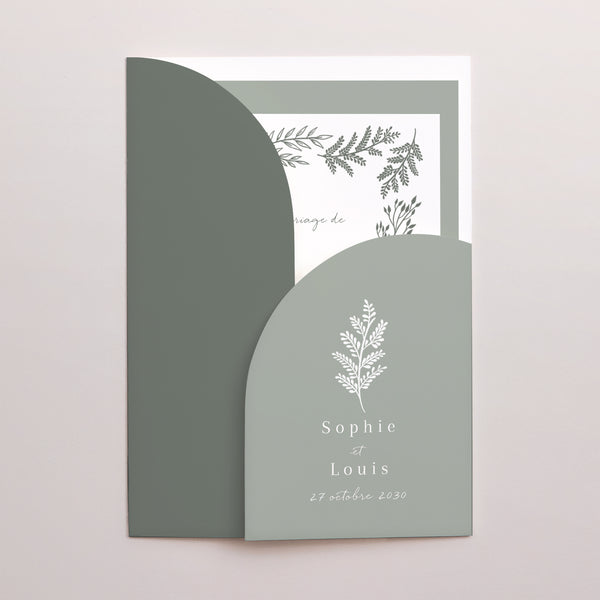 Faire-part Mariage Pochette 2 cartes Cadre floral photo