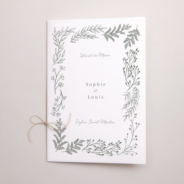 Livret de messe Mariage Double volet Cadre floral photo