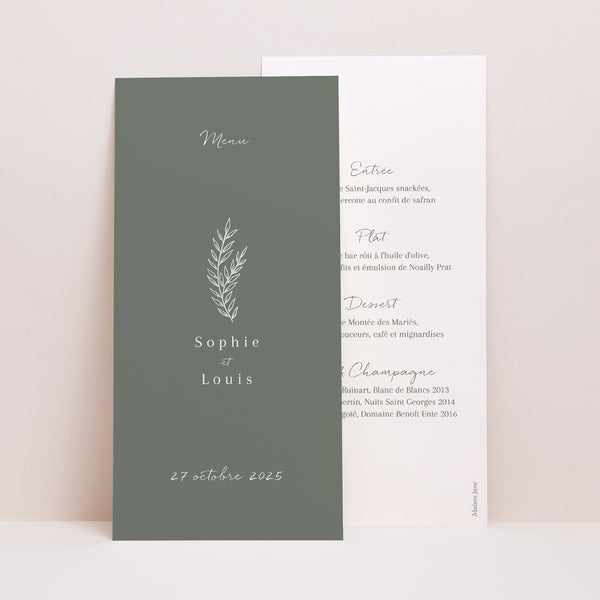 Menu Mariage Panoramique portrait Cadre floral photo