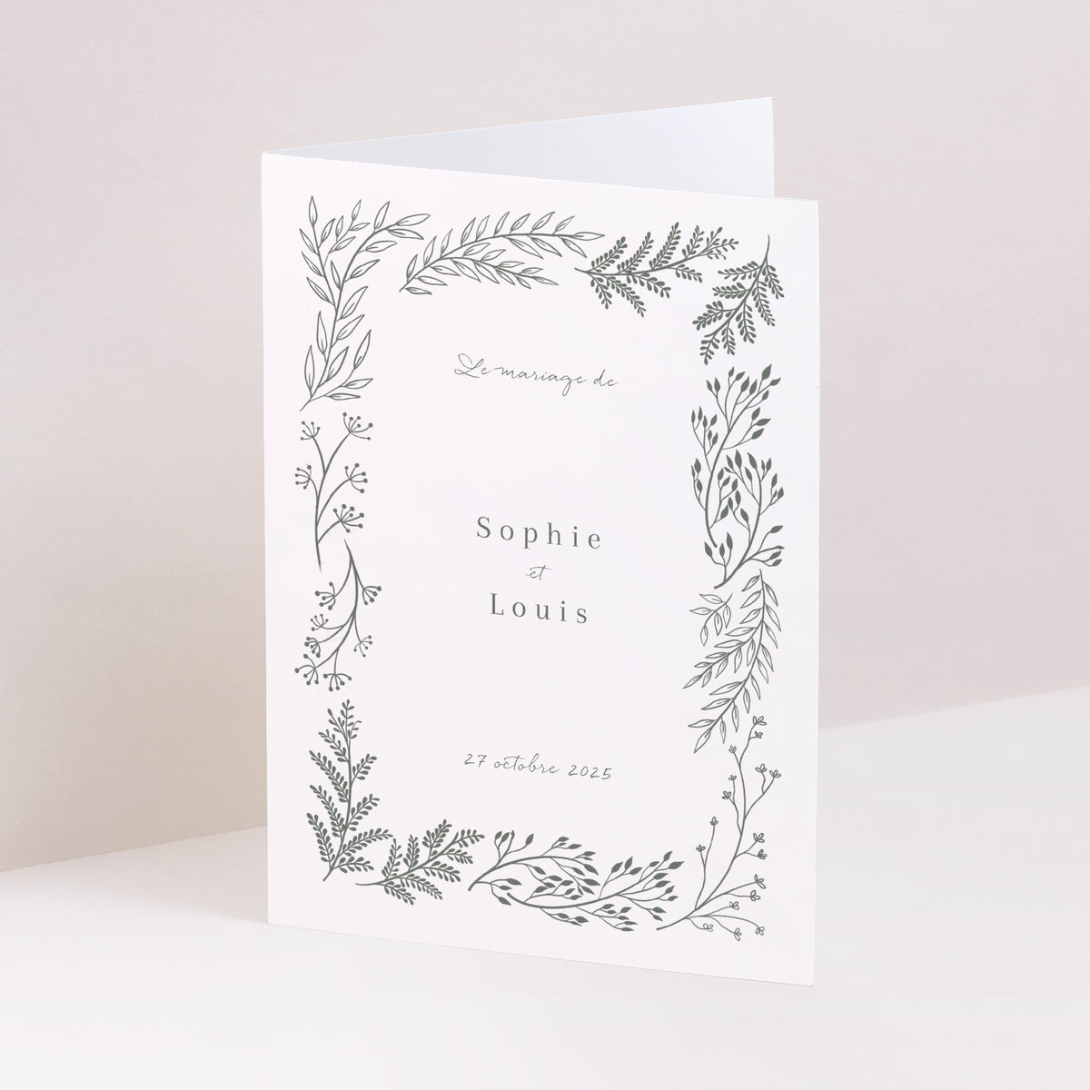 Faire-part Mariage Portrait double volet Cadre floral photo
