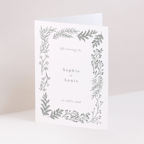 Faire-part Mariage Portrait double volet Cadre floral photo