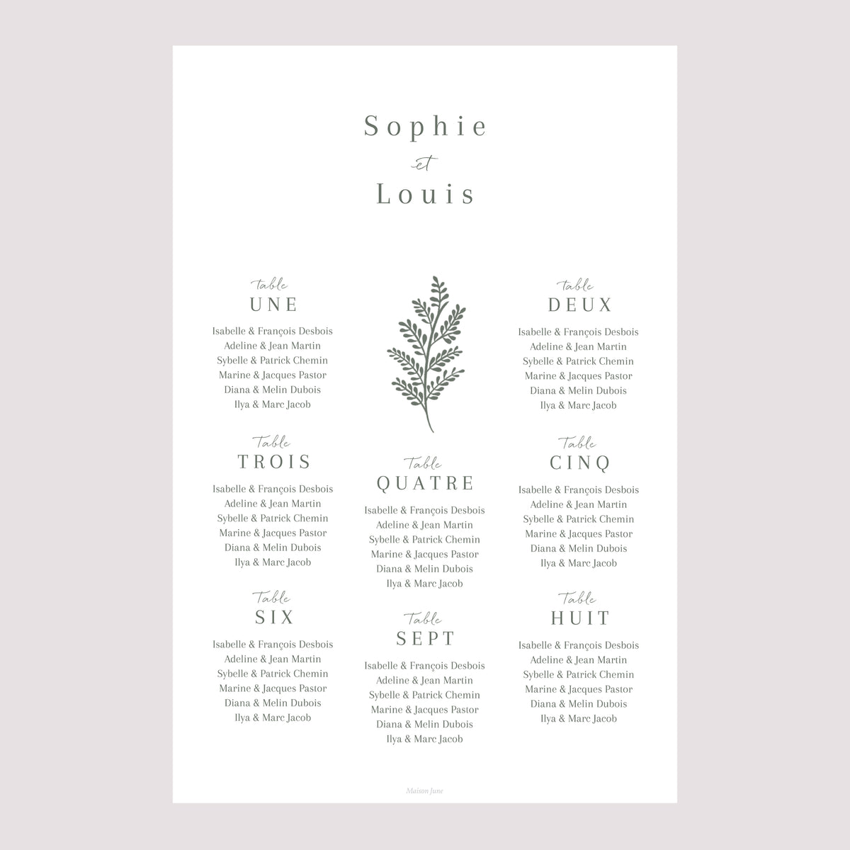 Plan de table Mariage Portrait Cadre floral photo N° 2