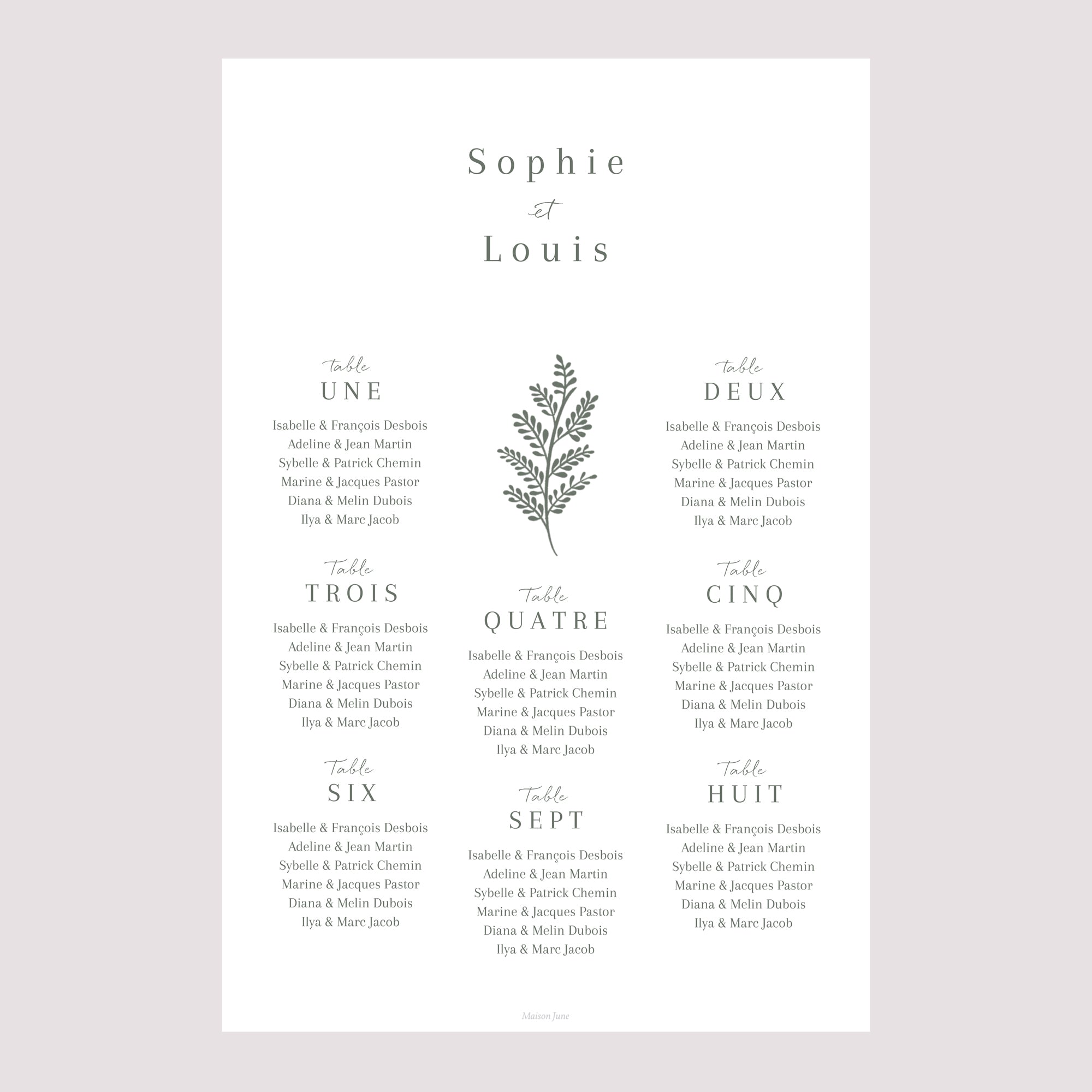 Plan de table Mariage Portrait Cadre floral photo N° 2