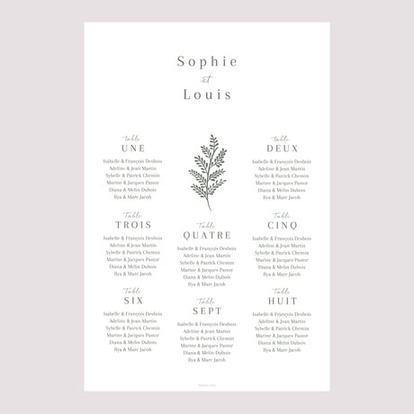 Plan de table Mariage Portrait Cadre floral