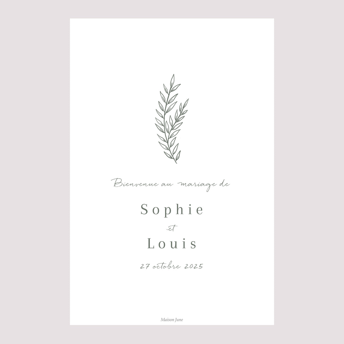 Panneau bienvenue Mariage Portrait 60 x 90 cm Cadre floral photo N° 2