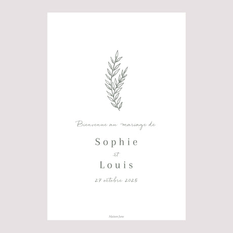 Panneau bienvenue Mariage Portrait 60 x 90 cm Cadre floral