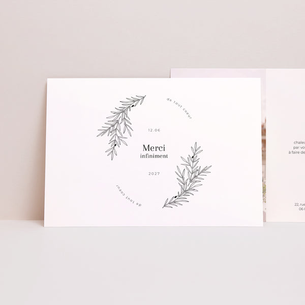 Remerciements Mariage Paysage Branche d'Olivier photo