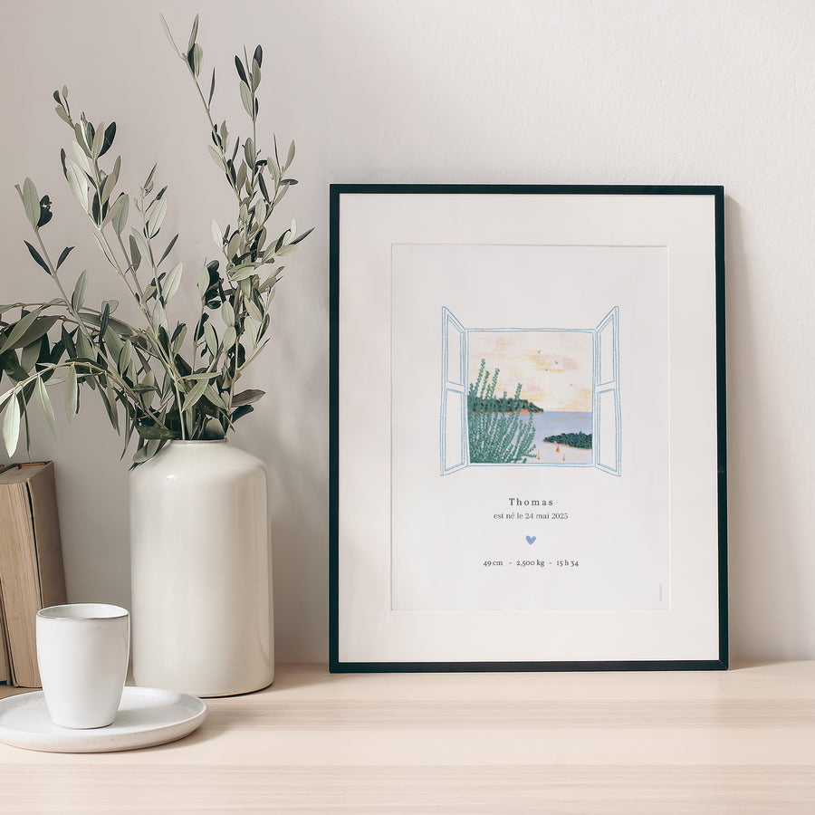 Affiche Naissance Portrait Vue sur Mer photo