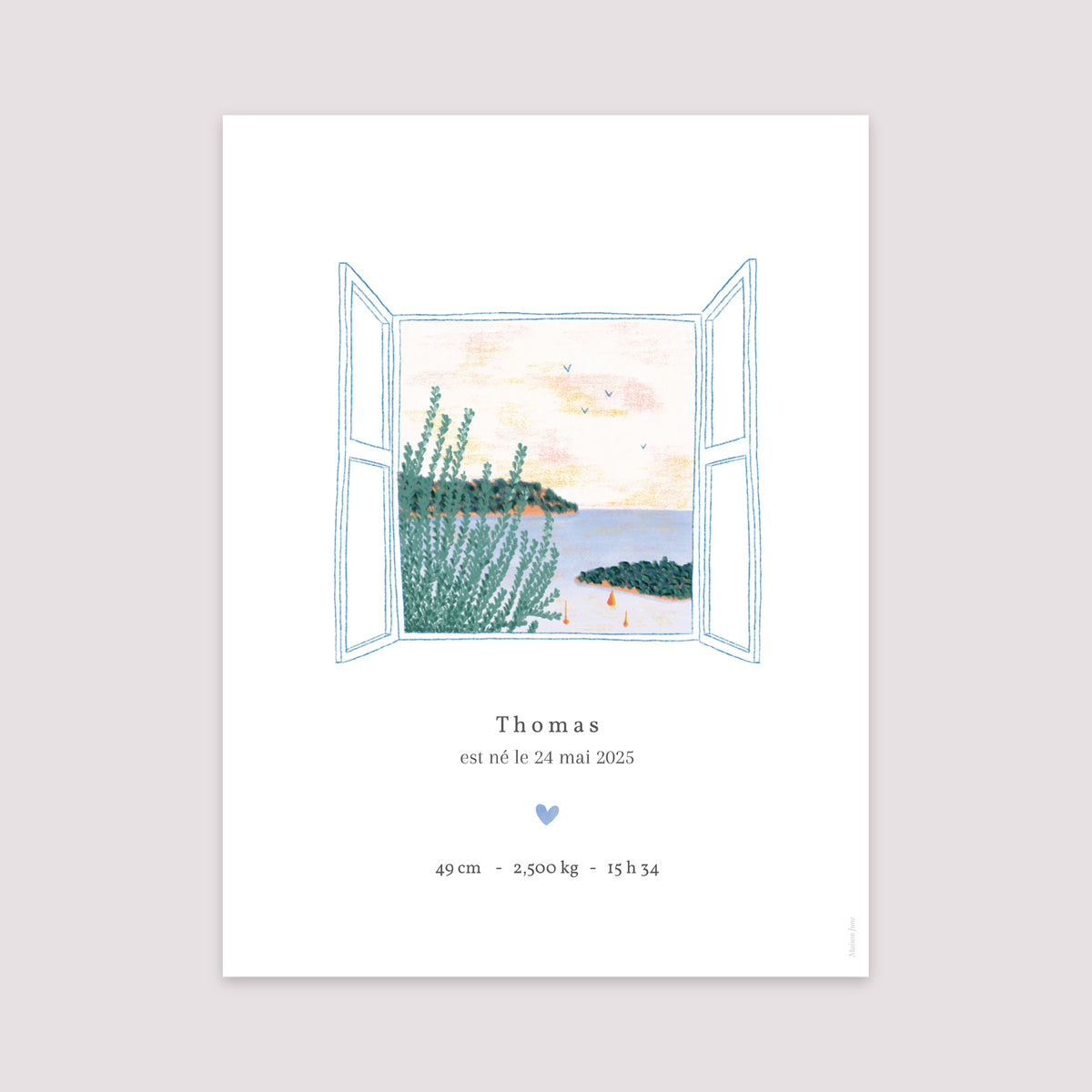 Affiche Naissance Portrait 30 x 40 cm Vue sur Mer photo N° 2