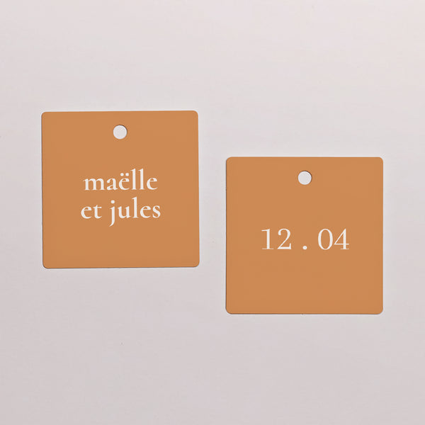 Etiquette perforée Mariage Carrée Bibemus typographie photo