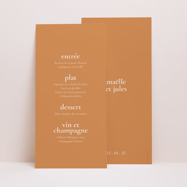 Menu Mariage Panoramique portrait Bibemus typographie photo