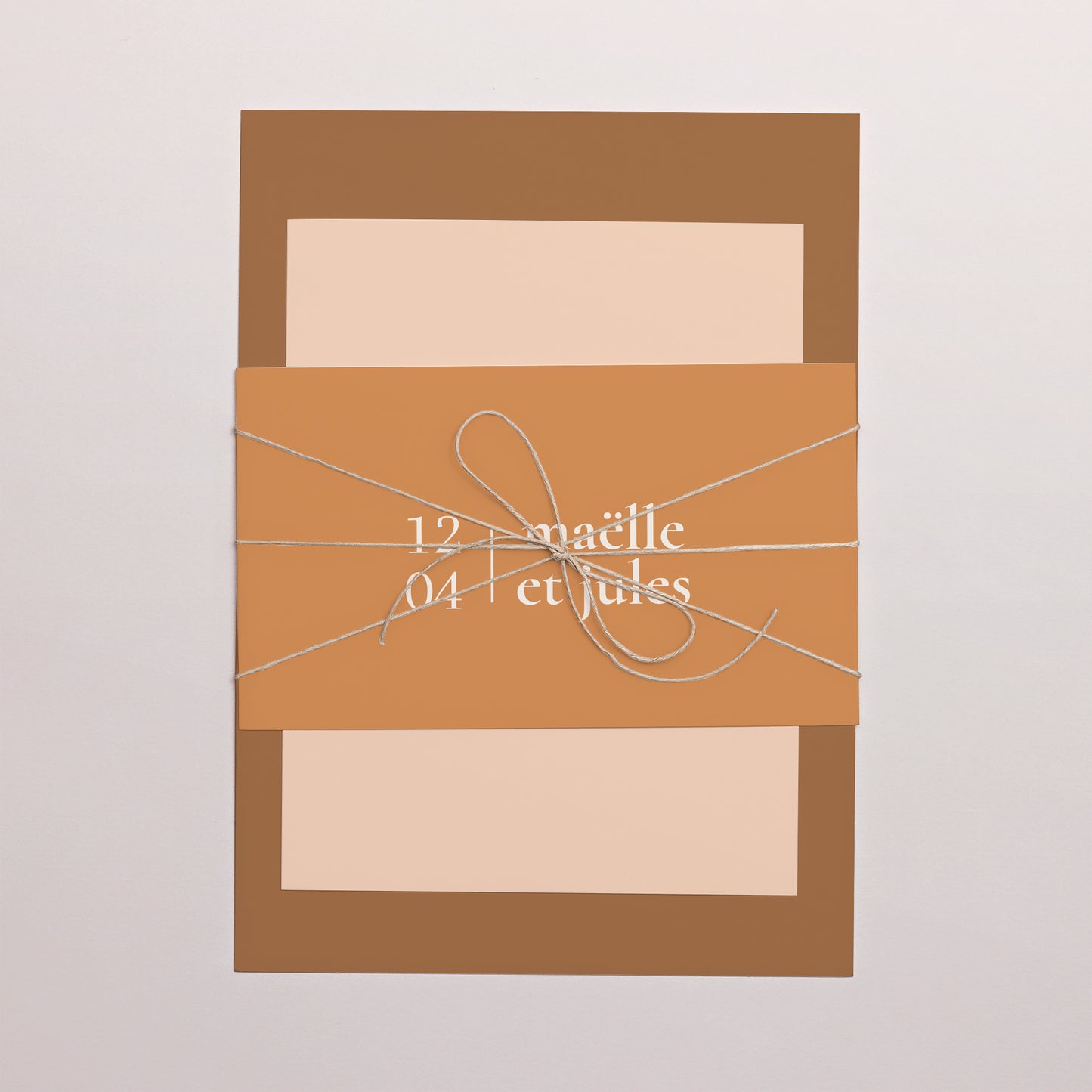 Faire-part Mariage 3 cartes, ruban Bibemus typographie photo N° 1