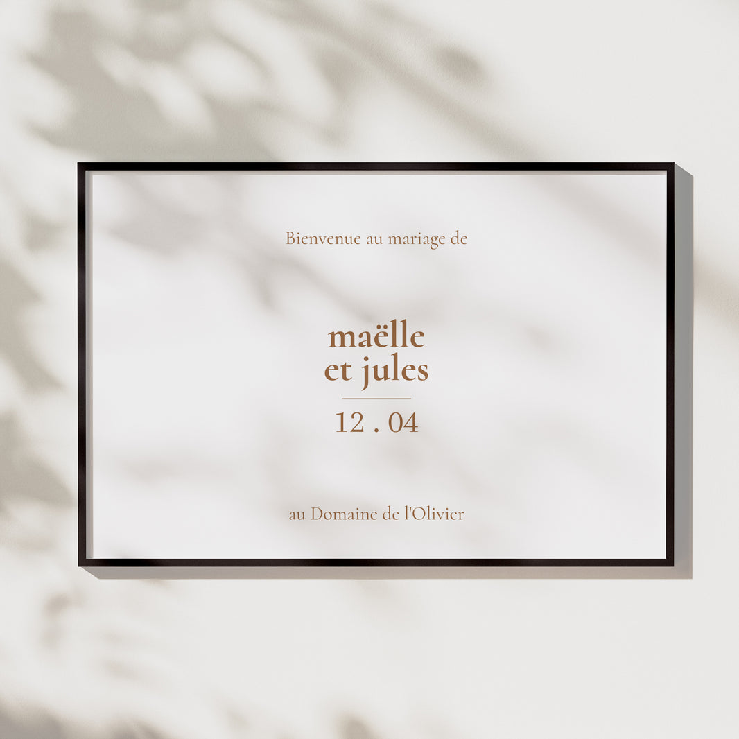 Panneau bienvenue Mariage Paysage 90 x 60 cm Bibemus typographie photo N° 1