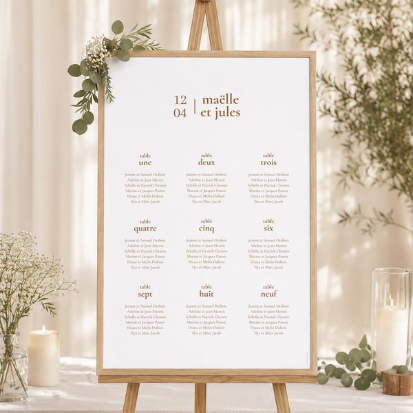Plan de table Mariage Portrait Bibemus typographie photo