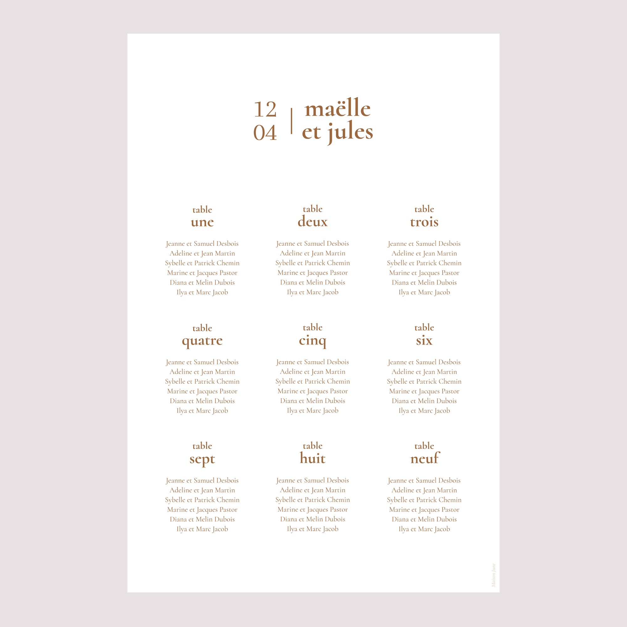 Plan de table Mariage Portrait Bibemus typographie photo N° 2