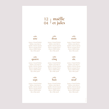 Plan de table Mariage Portrait Bibemus typographie