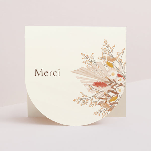 Remerciements Mariage Carré double volet demi-lune Bouquet Bohème photo