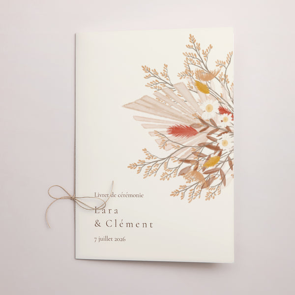 Livret de messe Mariage Double volet Bouquet Bohème photo