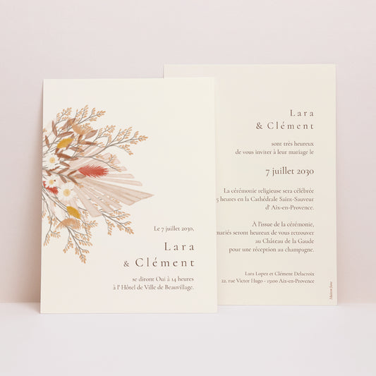 Faire-part Mariage Portrait Bouquet Bohème photo