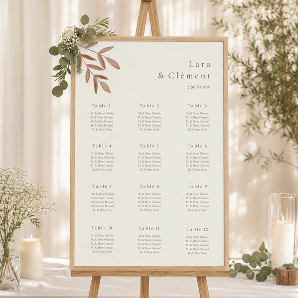 Plan de table Mariage Portrait Bouquet Bohème photo