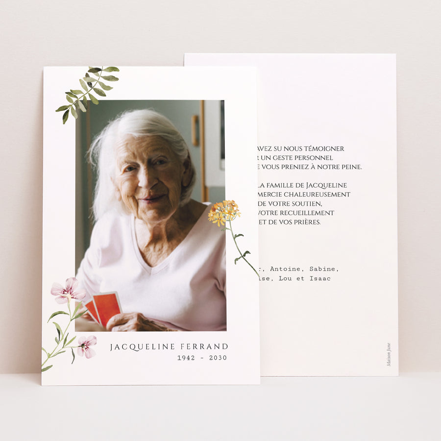 Remerciements Décès Portrait Fleurs printanières photo
