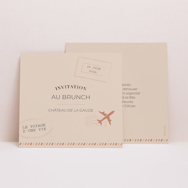 Invitations Mariage Carré Le Voyage d'une Vie photo