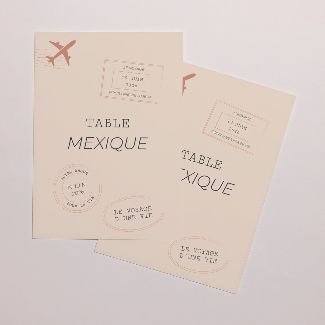 Marque table Mariage Rectangle Le voyage d'une vie photo N° 2