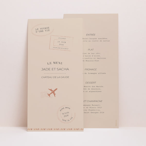 Menu Mariage Panoramique portrait Le Voyage d'une Vie photo