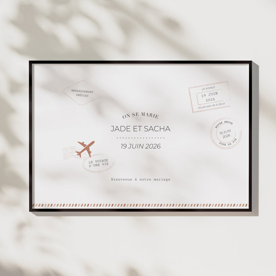 Panneau bienvenue Mariage Paysage 90 x 60 cm Le voyage d'une vie photo