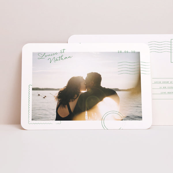 Faire-part Mariage Paysage, bords arrondis Passeport photo photo