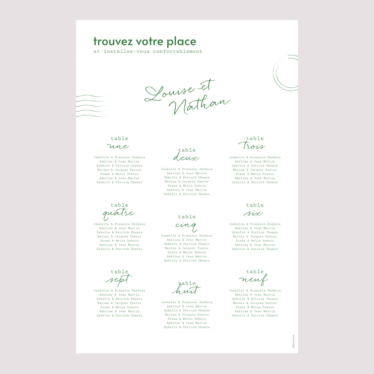 Plan de table Mariage Portrait Passeport photo photo N° 2