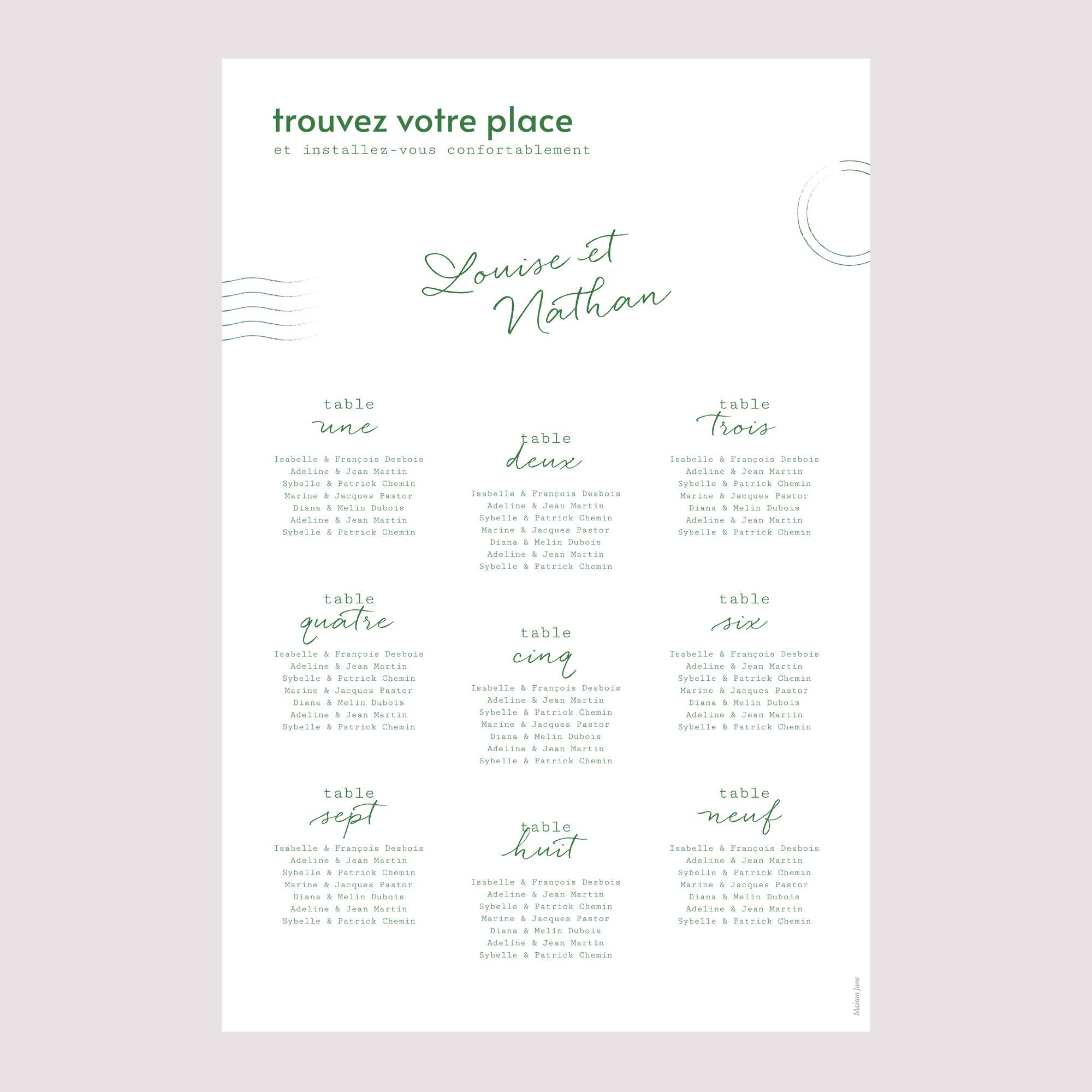 Plan de table Mariage Portrait Passeport photo photo N° 2