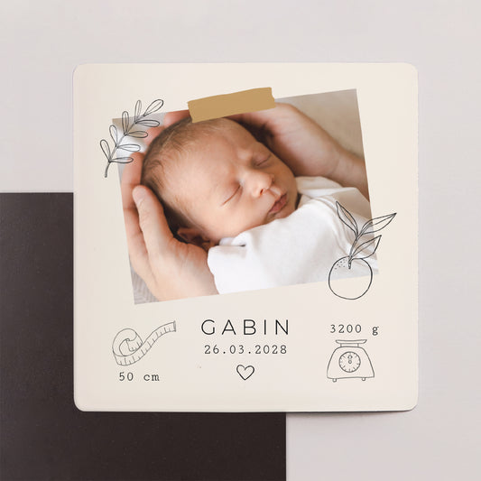 Faire-part Naissance Lot de 9, magnétique Bullet journal Herbier photo